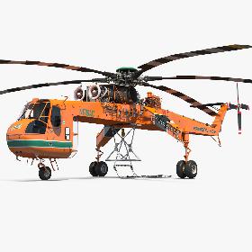 Sikorsky S-64 Skycrane Helicopter Cargo Orange model